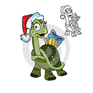 ChristmasÃÂ turtle with the gift